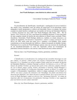 Jos&eacute; Wasth Rodrigues e uma hist&oacute;ria da cultura material