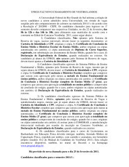 2&ordf; chamada UFRGS 2011