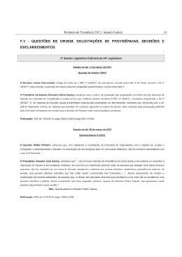 Questões de Ordem, solicitações de providências, decisões e