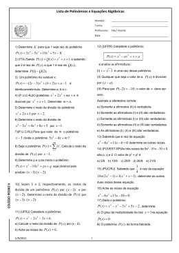 Lista de Polinômios e Equações Algébricas