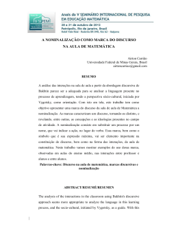 a nominalização como marca do discurso na aula de