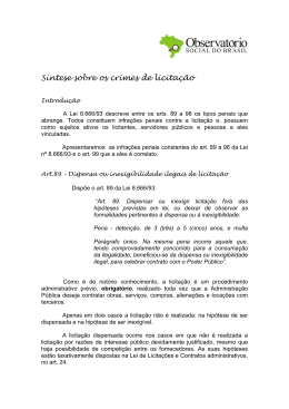 S&iacute;ntese sobre os crimes de licita&ccedil;&atilde;o