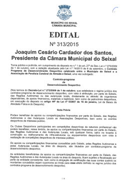 Edital n&ccedil; 313/2015 - C&acirc;mara Municipal do Seixal