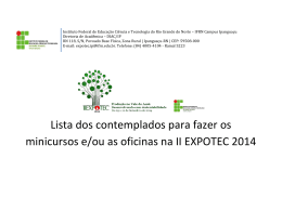 Lista dos contemplados para fazer os minicursos e/ou as