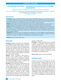 ABSTRACT RESUMO InTROdUçãO dEnGUE EM PORTUGAL