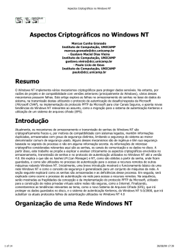 Aspectos Criptográficos no Windows NT Resumo Introdução