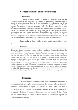 A eclos&atilde;o do turismo sexual em Cabo Verde Resumo: Introdu&ccedil;&atilde;o