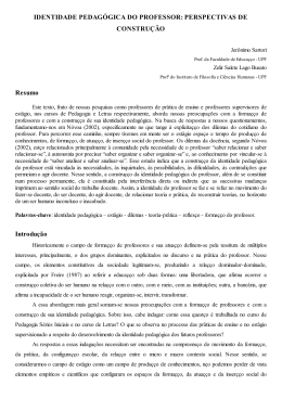 IDENTIDADE PEDAG&Oacute;GICA DO PROFESSOR