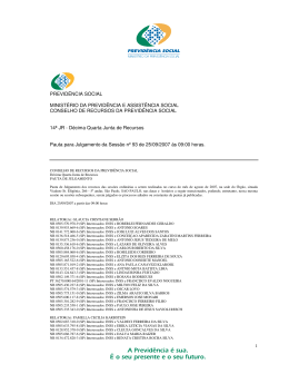 PREVID&Ecirc;NCIA SOCIAL MINIST&Eacute;RIO DA PREVID&Ecirc;NCIA E