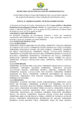 EDITAL N&ordm; 018 /SGA/SEPC Resultado Preliminar da Investiga&ccedil;&atilde;o