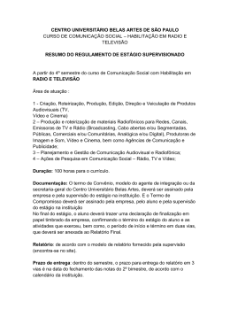 Regimento de Estágio de RTV - Centro Universitário Belas Artes de