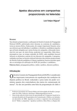 Apelos discursivos em campanhas proporcionais na televis&atilde;o