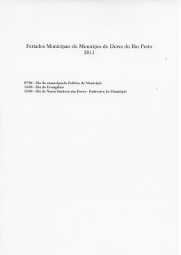 Feriados Municipais do Municipio de Dores do Rio Preto