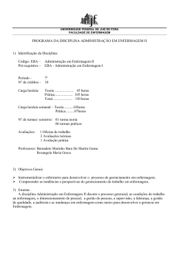 programa da disciplina administra&ccedil;&atilde;o em enfermagem ii
