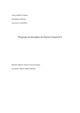 Programa da disciplina de Direito Comercial I