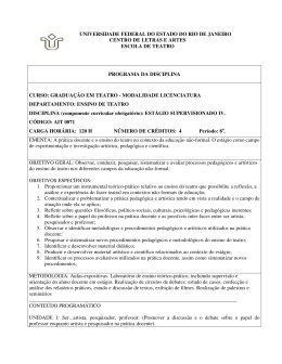 PROGRAMA DA DISCIPLINA CURSO: GRADUA&Ccedil;&Atilde;O EM