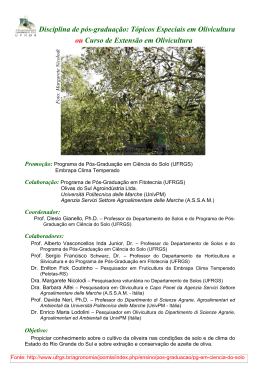 Disciplina de p&oacute;s-gradua&ccedil;&atilde;o: T&oacute;picos Especiais em