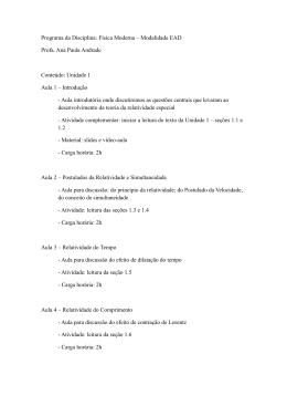 Programa da Disciplina: F&iacute;sica Moderna &ndash; Modalidade EAD
