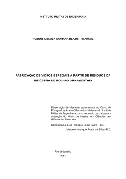 Fabrica&ccedil;&atilde;o de vidros especiais a partir de res&iacute;duos da