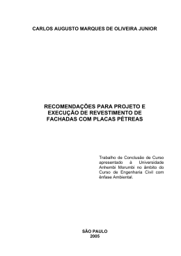 recomenda&ccedil;&otilde;es para projeto e execu&ccedil;&atilde;o de revestimento de