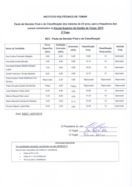 Pauta de Decisão Final - Instituto Politécnico de Tomar