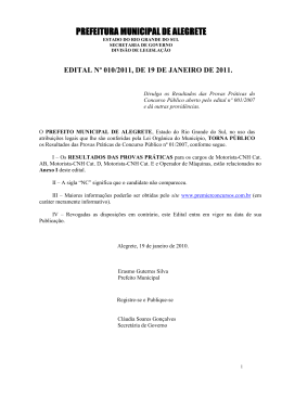 Edital 010/2011 - Cargo Motorista - Resultado