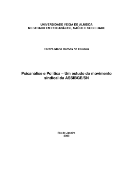 Psican&aacute;lise e Pol&iacute;tica &ndash; Um estudo do movimento sindical da