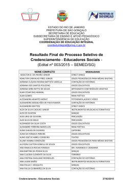 Educadores Sociais - Prefeitura de S&atilde;o Gon&ccedil;alo