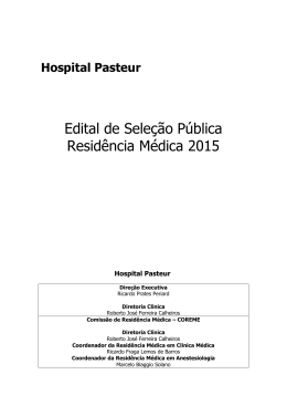 Edital de Sele&ccedil;&atilde;o P&uacute;blica Resid&ecirc;ncia M&eacute;dica 2015