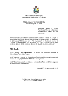 Resolução nº 023-2013 – Aprova projeto de Residência Médica e
