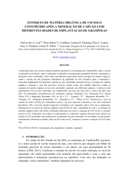 estoques de mat&eacute;ria org&acirc;nica de um solo