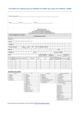 Formulário de registro para as Unidades de Saúde que ainda não