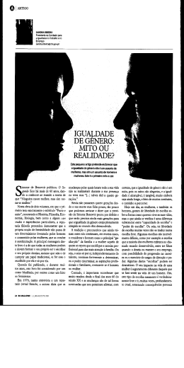 Igualdade de g&eacute;nero: mito ou realidade?