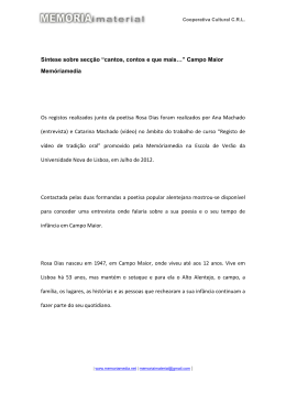 S&iacute;ntese sobre sec&ccedil;&atilde;o &ldquo;cantos, contos e que mais