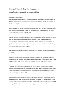 Portugal foi o país da União Europeia que mais fundos