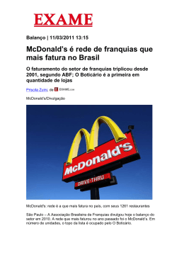 McDonald`s é rede de franquias que mais fatura no Brasil