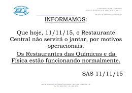 INFORMAMOS: Que hoje, 11/11/15, o Restaurante Central