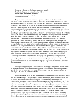 Resumo sobre tecnologia e problemas sociais