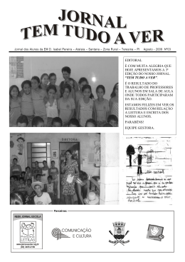 EDITORAL &Egrave; COM MUITA ALEGRIA QUE HOJE APRESENTAMOS