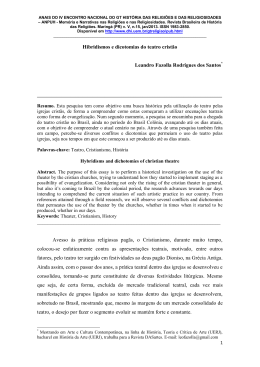Hibridismos e dicotomias do teatro crist&atilde;o Leandro Fazolla