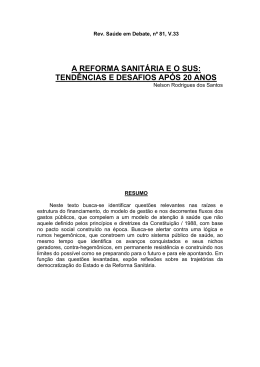 a reforma sanit&aacute;ria e o sus