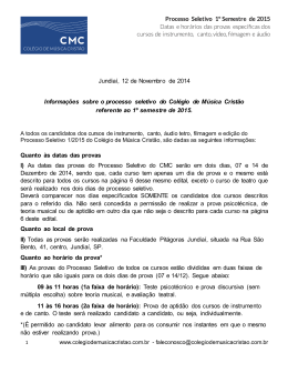 Jundia&iacute;, 12 de Novembro de 2014 Informa&ccedil;&otilde;es sobre o processo