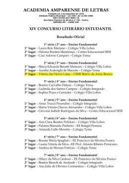 Resultado do XIV Concurso Liter&aacute;rio Estudantil promovido pela