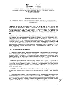 INSTITUTO FEDERAL DE DUCACÃO, CIENCIA E TECNOLOGIA DE SÃO PAULO