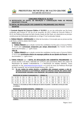 Edital de Retificação e Divulgação dos Gabaritos