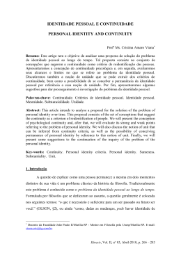 IDENTIDADE PESSOAL E CONTINUIDADE