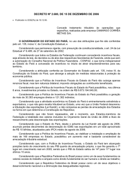 DECRETO N&ordm; 2.680, DE 15 DE DEZEMBRO DE 2006