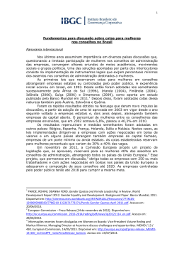 Fundamenta&ccedil;&atilde;o cota para mulheres nos conselhos
