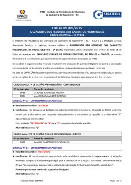edital n&ordm; 009/2015 - IPACI Instituto de Previd&ecirc;ncia e Assist&ecirc;ncia dos