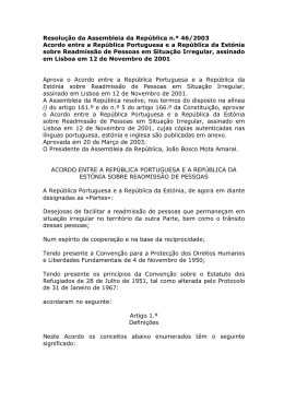 Acordo entre a Rep&uacute;blica Portuguesa e a Rep&uacute;blica da Est&oacute;nia